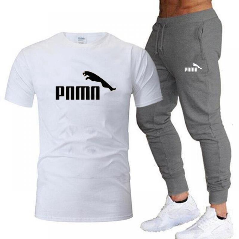 2023 men's cotton hot selling brand summer T-shirt+pants suit leisure brand fitness jogging pants men's fashion hip-hop T-shirt