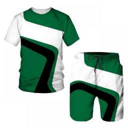 Summer Men's Trend Tracksuits Fashion Round Neck Oversized Short Sleeve T-shirt Leisure Shorts Set 2 Piece Outfit Sports Sets