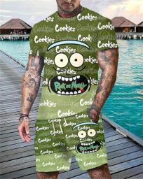 Men's 2-Piece Sportswear 3D Printed T-Shirt Suit Street Casual Two-Piece Men's Oversized Set