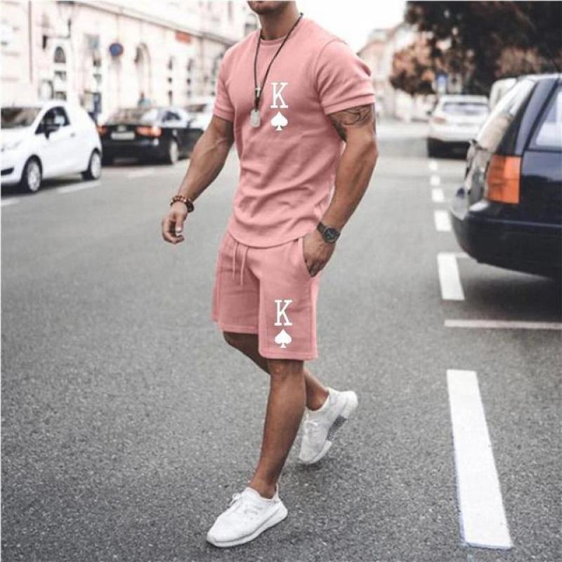 New Men Suit Fashion 2-piece Set Matching Sets Streetwear Tracksuit Tops Woman Clothes Harajuku Men's Oversized T-shirt Mens Hot