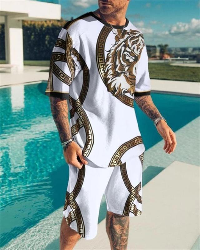 Men Suits KING 3D Print Shorts Man's clothing Tees pant sets Suit King T-shirt Jogging Set Tracksuit Training Clothes Set Outfit