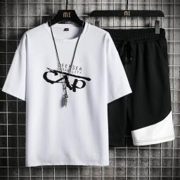Summer 3d Print Men Tracksuits Casual 2 Piece  Set For Men Plus  Size O Neck Men's T-Shirt Shorts Set  Sleeve Leisure Men Outfit