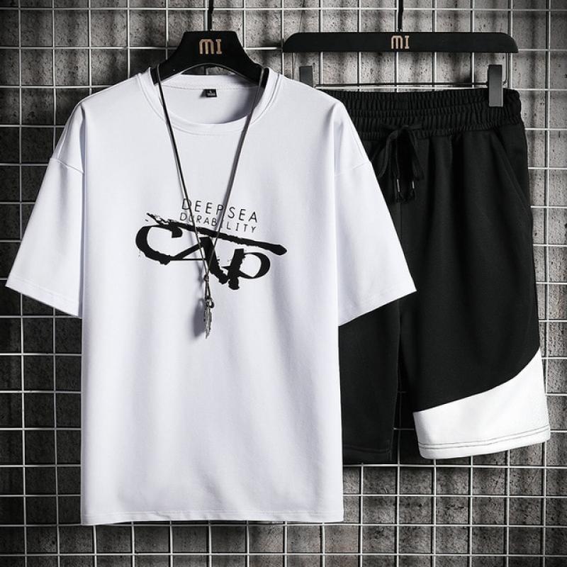 Summer 3d Print Men Tracksuits Casual 2 Piece  Set For Men Plus  Size o Neck Men's t-Shirt Shorts Set  Sleeve Leisure Men Outfit