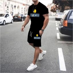 France Ricard Summer Men Sets Tracksuit T Shirt Men Clothing Fashion France Ricard Soild Color Suit Streetwear 2-piece Set Short