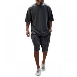 Man Sets Short Sleeve Casual Summer Tracksuits Men Fashion Trend Solid Color Loose Sportswear Occident Streetwear