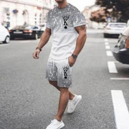 Gradient Stripe 3d Print Summer Men Set O-neck T Shirts+Shorts 2 Piece Men's Clothing Woman Clothes Sweatshirt Tracksuit Mens