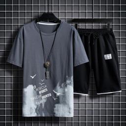 Summer Men's Fashion T-shirt And Short Sets Casual Printing Short-sleeved Short Pants Tracksuit Clothes For Men