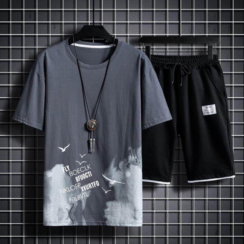 Summer Men's Fashion T-shirt And Short Sets Casual Printing Short-sleeved Short Pants Tracksuit Clothes For Men