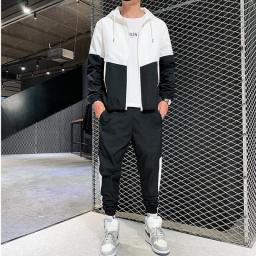 Harajuku Spring And Autumn Men's Casual Suit Jacket + Pants Men's Jogging Sportswear Men's Training Sports Track Suit 2pcs Set