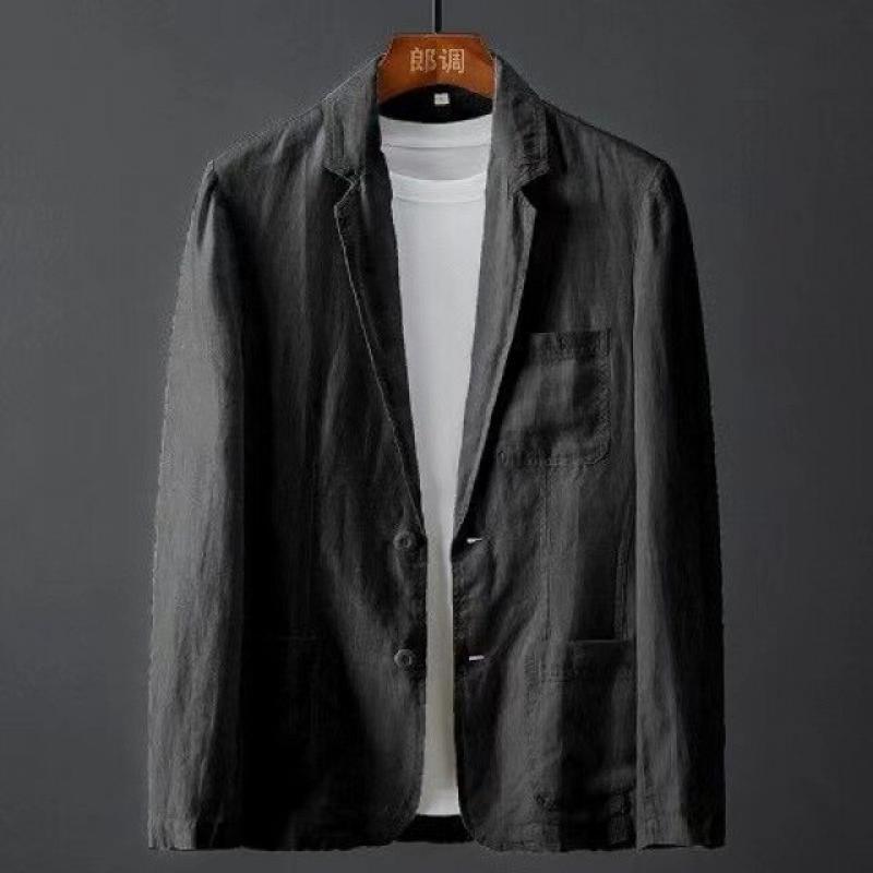 New Men Cotton Linen Blazer Jackets Spring Autumn Fashion Solid Color Slim Casual Business High Quality Suit Coats Male Clothing