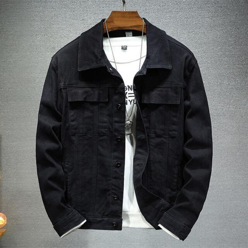 Men's Brown Denim Jacket 2022 spring and autumn new style Fashion High Quality Stretch Slim Jacket Denim Men's brand clothing