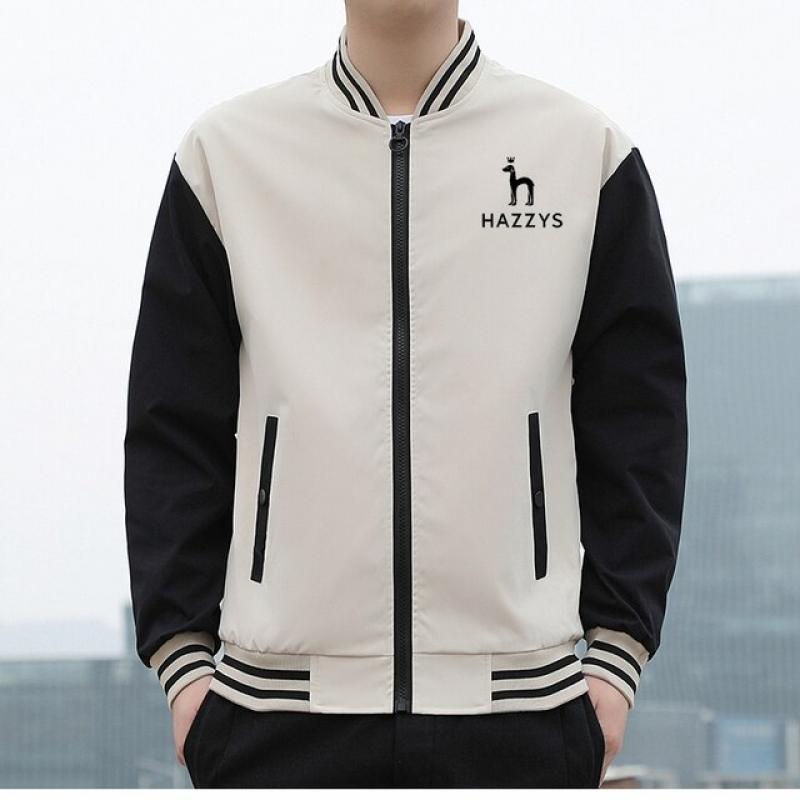 Spring Autumn New Men's Fashion HAZZYS Jacket Stand Collar Casual Polyester Thin Windbreaker Jacket Sports Zip Top Size M-5XL