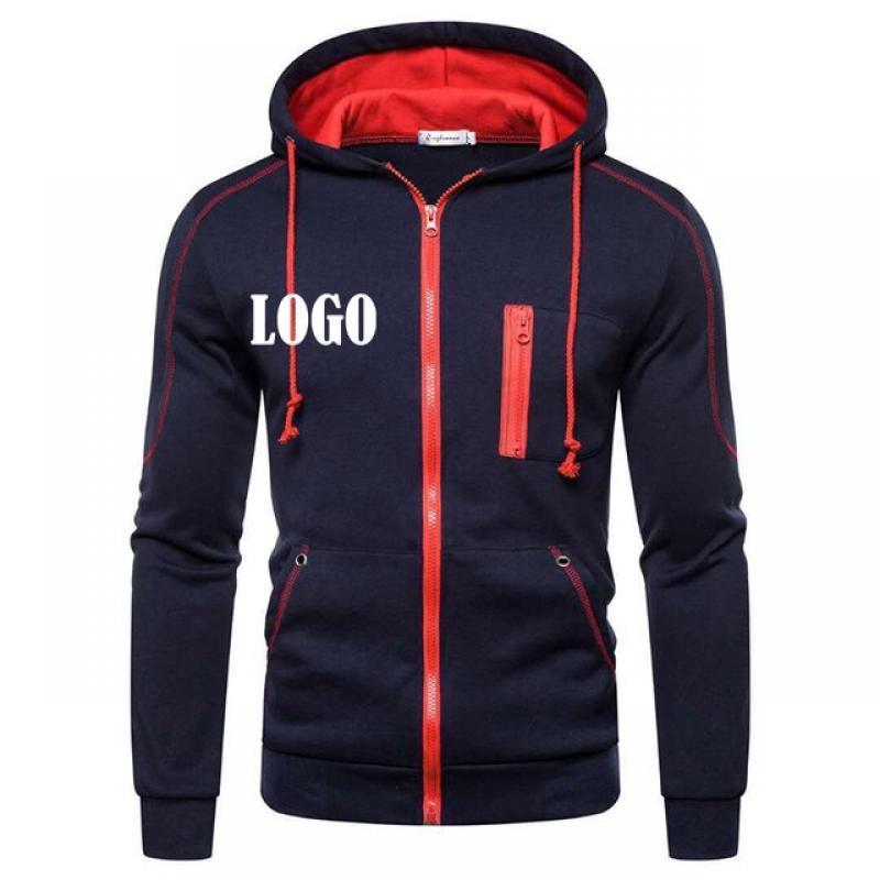 Customized Newest Mens Casual Corporation Hoodie Zip Up Cardigan Cotton Hooded Sweatshirt Coat S-4XL