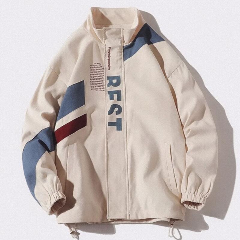 Bomber Jacket Men Letter Printed Outerwear Streetwear Varsity Jackets Plus Size Loose Windbreaker Unisex Coats Male Clothing