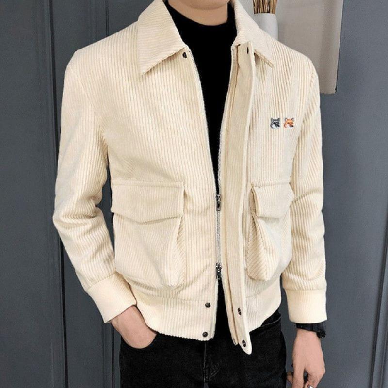 2023 New Street Fashion Retro Casual Jacket Autumn Winter Men Jacket Coat Luxury Brand Fox Head Embroidery Men's Loose Jacket