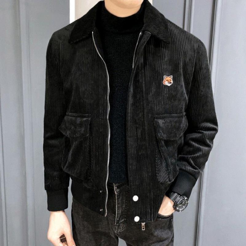 Autumn Winter Men Jacket Coat Luxury Brand Fox Head Embroidery Men's Retro Jacket Loose 2023 New Street Fashion Casual Jacket