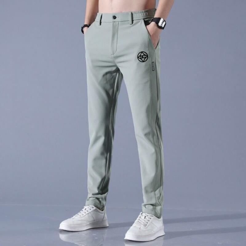 Spring and Summer Harem Pants Men's Cotton Thin Elastic Belt Waist Corset Feet Sky Blue Loose Breathable Sports Overalls Men's