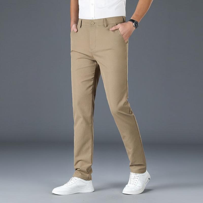 Brand Clothing Spring Summer Straight Suit Pants Men Business Fashion Red Black Blue Solid Color Formal Trousers Large Size 40