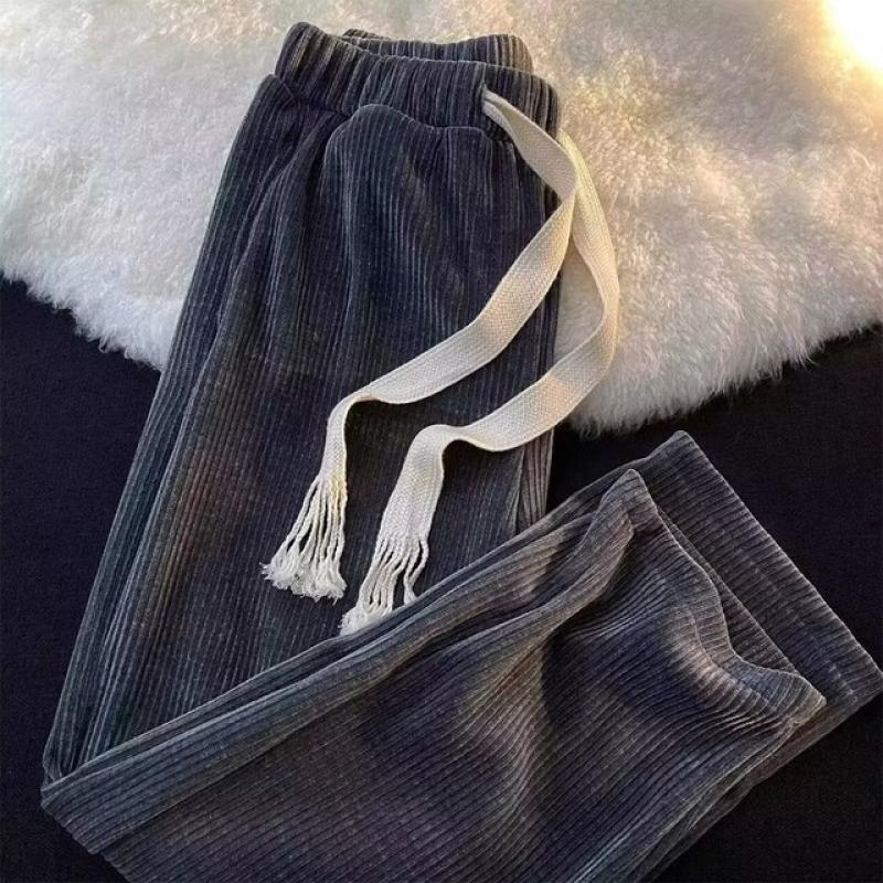 Mens Korean Corduroy Pants Elastic Waist Wide Leg Pants Casual Sports Trousers Men Streetwear Harem Pants Streetwear Outdoor
