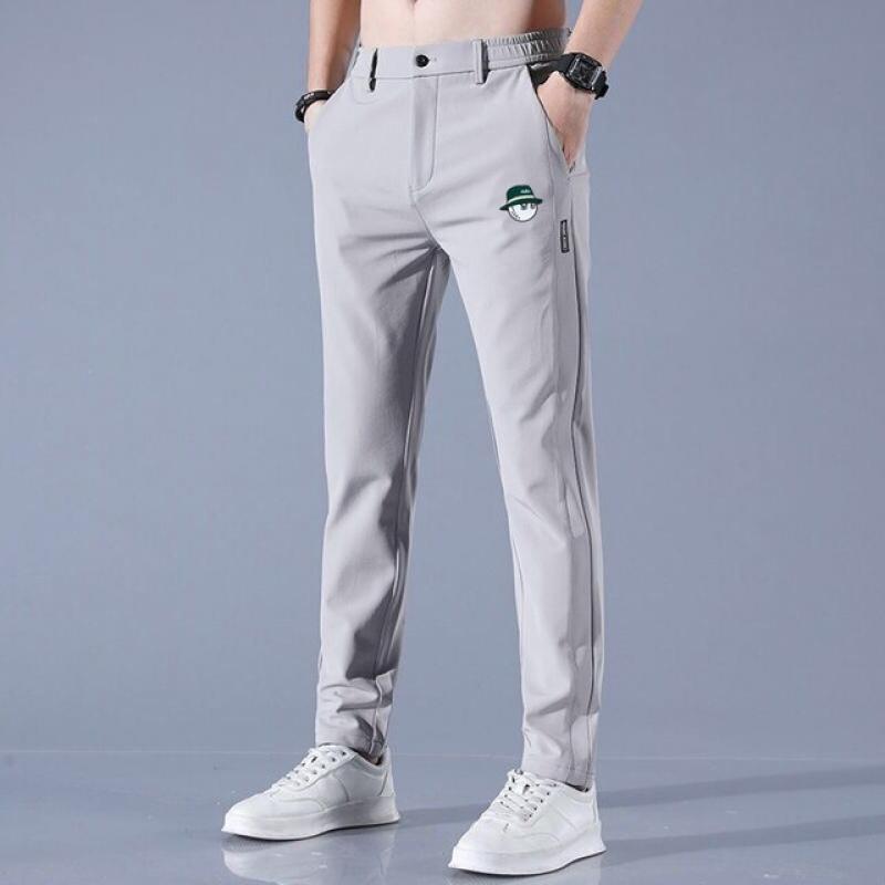 2023 Summer Men's Casual Pants Thin Soft Sports Zip Pocket Korea Grey Black Elasticity Lace-up Waist Jogging Work Trousers Male