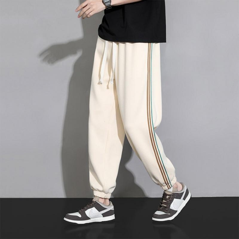 KKSKY Striped Men's Pants Casual Joggers Sweatpants Streetwear Polyester Pencil Linen Pants Homme Clothing Fashion Trousers 4XL