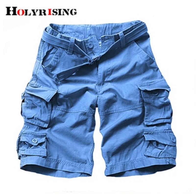 Holyrising Free belt Men 100% cotton pants Multi Pocket Military pants  Men Camouflage Cargo trousers 11 Colors 18803-5