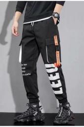 Classic Streetwear Casual Pants Men Ribbons Harem Jogging Pants Male Slim Fit Spring Cargo Pants Multi-Pockets Women Trouser J7