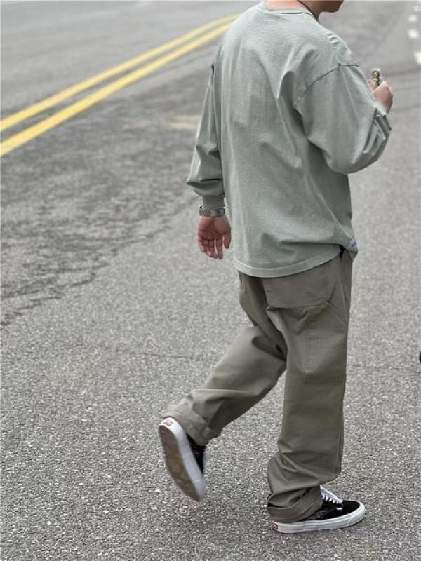 WTAPS Spring and summer new-style cargo pants slubby loose version of casual wide-leg pants splicing solid color men's trousers