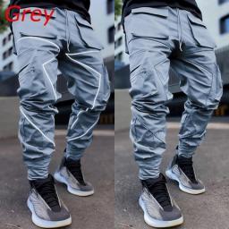 Anime Pants Men Punk Rock Street Harem Pants Reflective Hip Hop Jogger Sport Pants All-Match Casual Fashion Sports Male Trousers