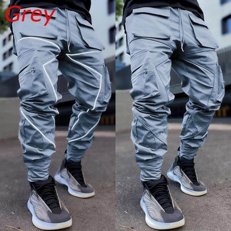 Anime Pants Men Punk Rock Street Harem Pants Reflective Hip Hop Jogger Sport Pants All-Match Casual Fashion Sports Male Trousers