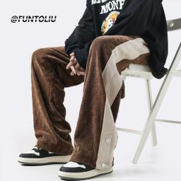 Hiphop Jogger Vintage Track Sweat Pants Men's Spring Causal Pants Wide Leg Straight Pants Men Sweatpants Trousers Mens Fashion