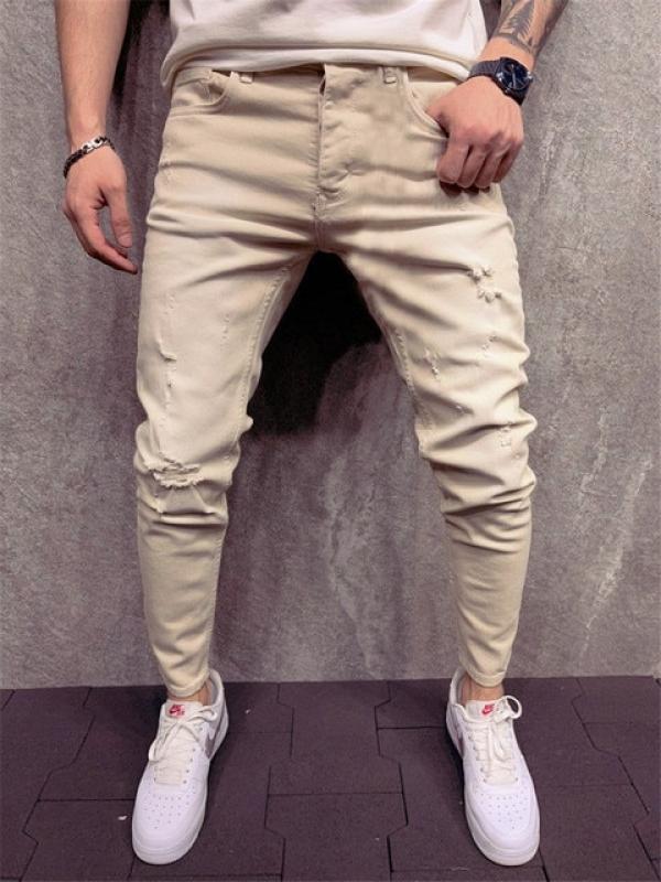 New Men's Elastic Jeans Fashion Slim Skinny Jeans Casual Pants Trousers Jean Male Green Black Blue