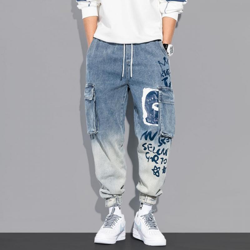 New Streetwear Hip Hop Cargo Pants Men's Jeans Casual Pants Elastic Harun Pants Joggers Pants Autumn And Spring Men Clothing