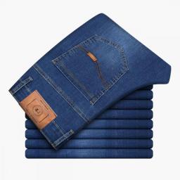 Classic Brand Men Thin Black Jeans Spring/Summer Business Straight Loose Stretch Pants 2022 Autumn New Male Slim Denim Trousers