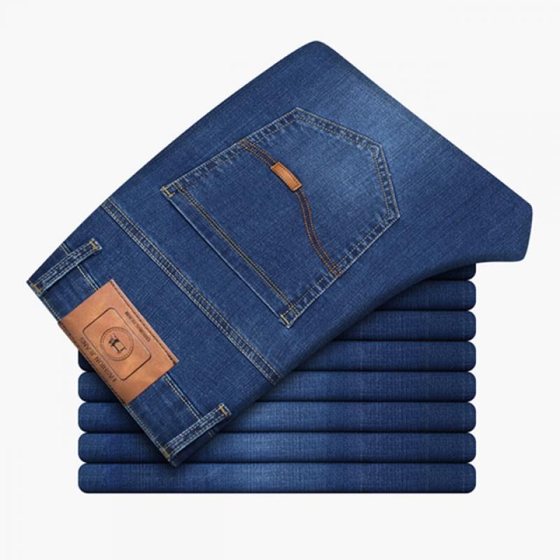 Classic Brand Men Thin Black Jeans Spring/Summer Business Straight Loose Stretch Pants 2022 Autumn New Male Slim Denim Trousers