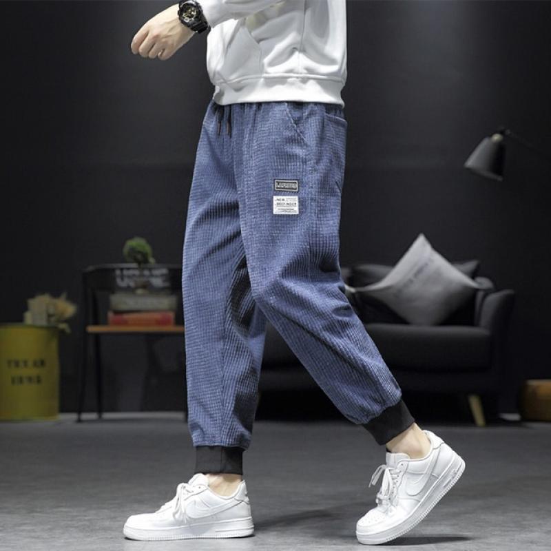 M-5XL ! 2022 New Fashion Men's Solid Color Nine-point Pants Trousers Harem Pants Corduroy Outdoor Casual Pants