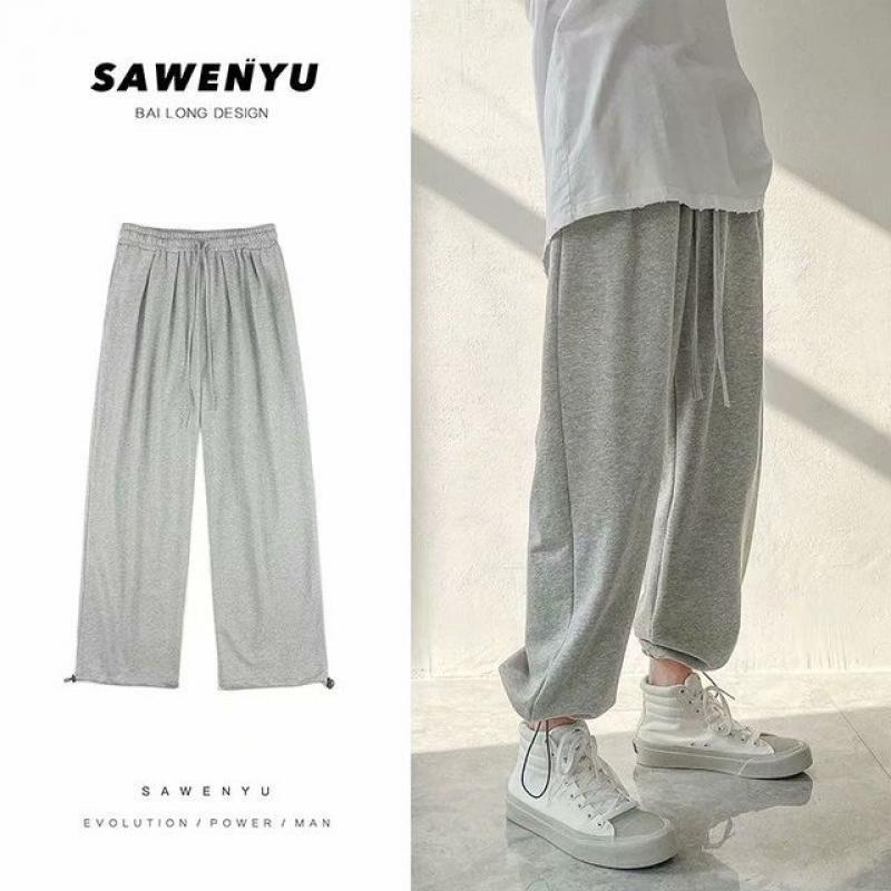 Summer trend pants men's wide-leg pants loose straight casual pants leggings sports pants male student sweatpants