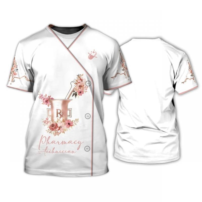 New Women's T-shirt Nurse Printed Tee Funny Uniform Short Sleeve Tops O-neck Fashion T Shirts For Ladies Custom Female Clothing