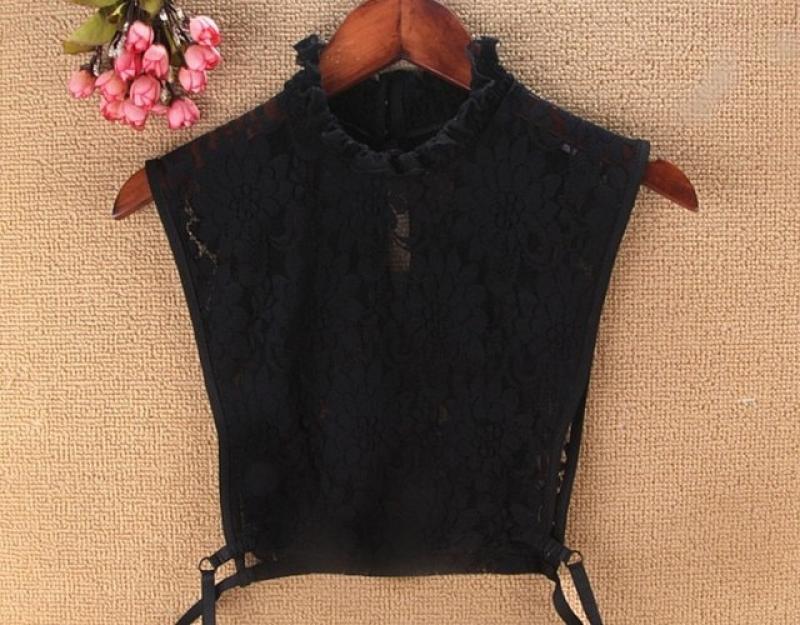 Detachable lace flower collar Decorative High-end lace flowers wavy neckline Fake Collar White & Black Tie versatile women's