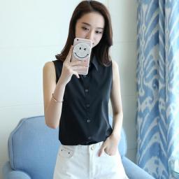 Fashion Women Sexy Turn Down Collar Blouse Sleeveless Plus Size 4XL Solid Color Shirt Elegant Casual Brand Design Tops MZ1504