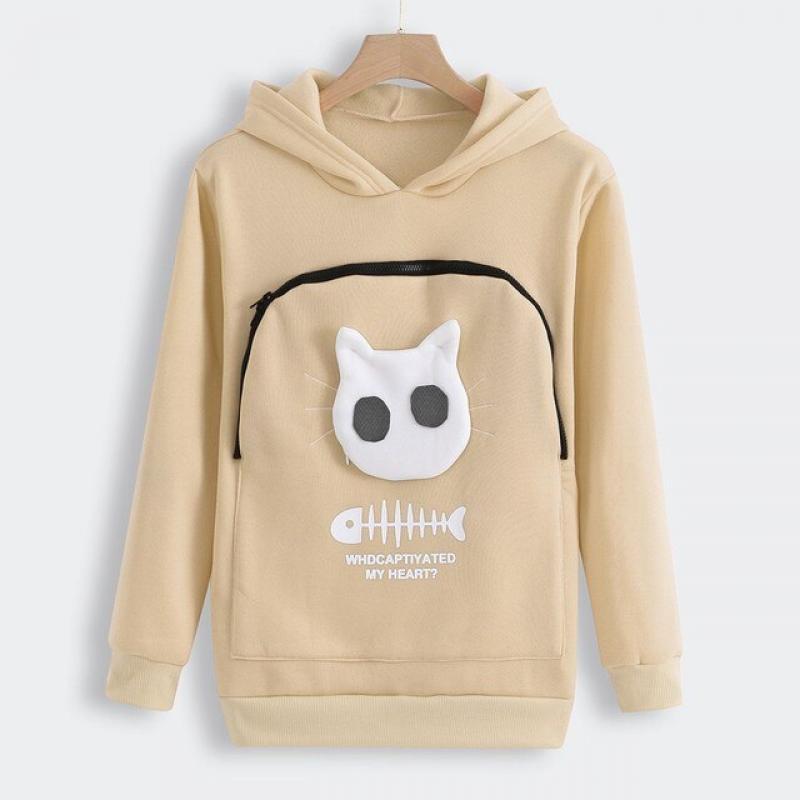 Women Hoodies Sweatshirt Winter Animal Pouch Hood Pullover Blouse Tops Lady Carry Cat Breathable Oversized Sweatshirts