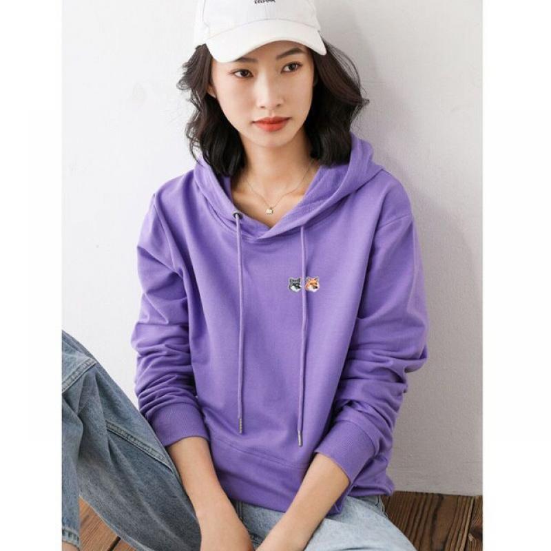 Pure Cotton Men Women Thin Hoodie Fashion Brand Fox Embroidery Sweatshirts Couple Casual Hoodies Pullover Hip Hop Street Tops