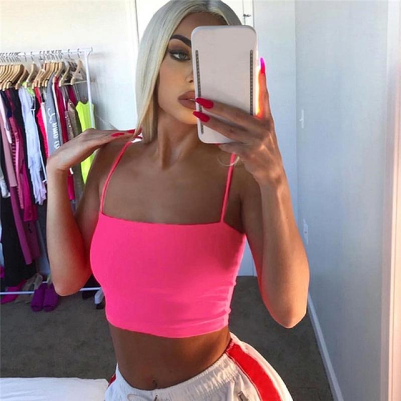 2023 Women Strap Crop Top Women Sexy Backless Leakage Navel Solid Camisole Sexy Tank Tops Tube Top Breathable Crop Tops