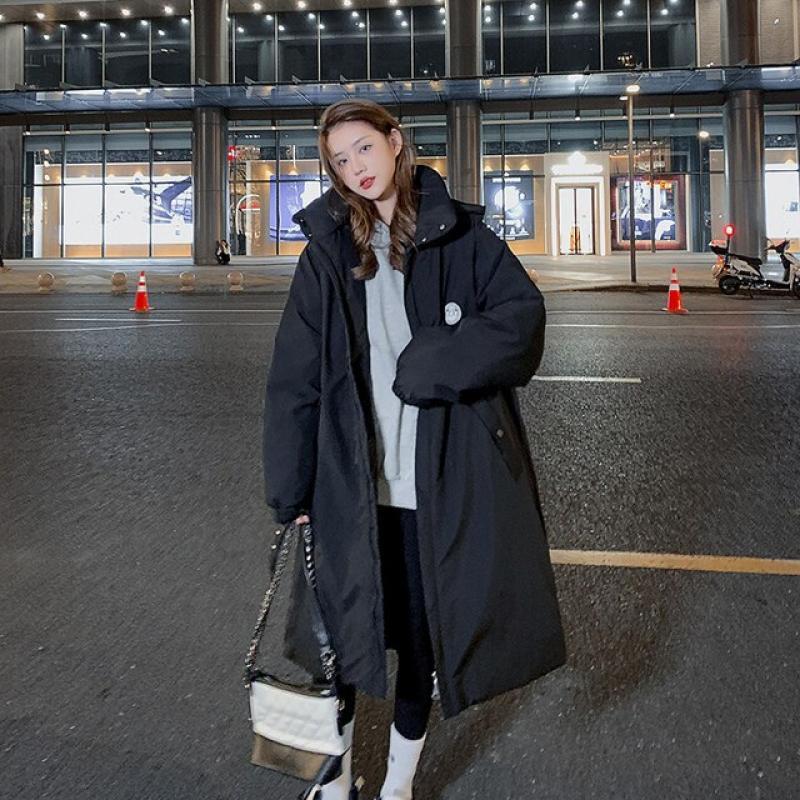 Women's mid-length loose ins Hong Kong style cotton jacket women's new thick down down tooling Parker cotton jacket tide