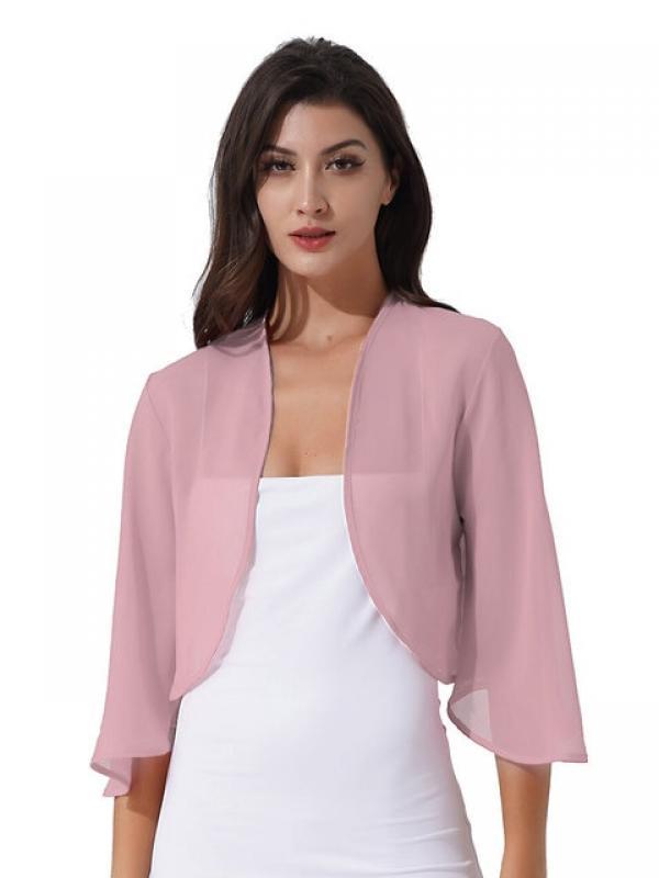 Women Elegant Chiffon Shrug Wraps Shawls Summer Half Bell Sleeve Bolero Cardigan Wedding Cape Tops Bridal Party Dress Cover Ups