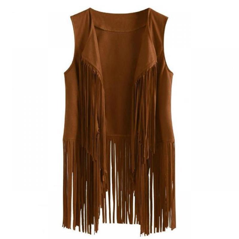 Trendy Slim Fringed Cardigan Vest Women Waistcoat Lady  Solid Color