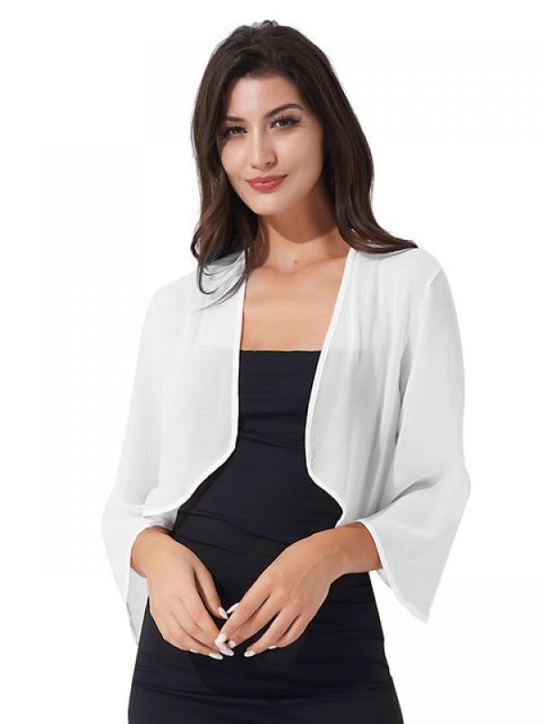 Women Shrug Summer Half Bell Sleeve Bolero Cardigan Elegant Wraps Shawls Cover Ups Bridal Chiffon Wedding Cape Wrap