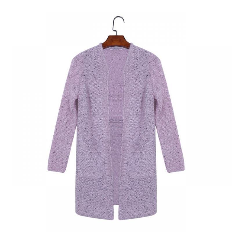 Winter Warm Fashion Women Solid Color Pockets Knitted Sweater Tunic Cardigan New Crochet Ladies Sweaters Tricotado Cardigan