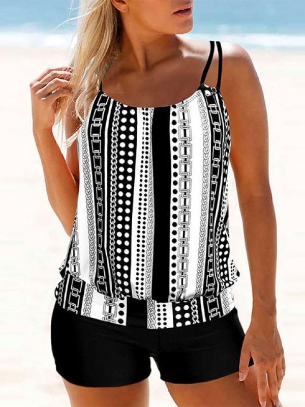 2022 New  Women Sexy Swimsuit Printed Two Pieces Tankini Female Summer Swimwear Bathing Suit  Beachwear