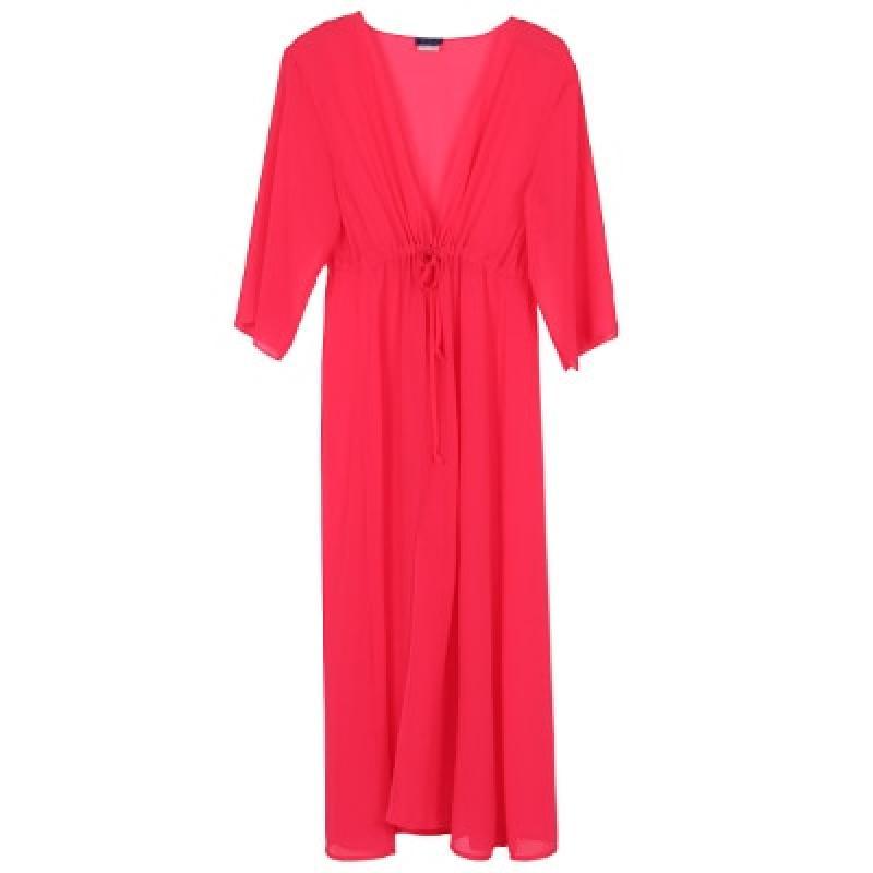 Andzhelika Swimsuit Cover Up 2022 Women Sexy Beach Cover-Ups Chiffon Long Dress Solid Beach Cardigan Bathing Suit Cover Up